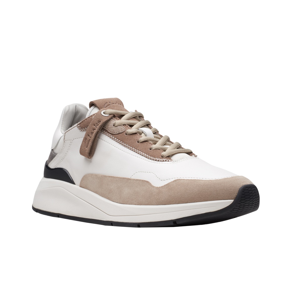 Clarks Casual Shoes Men Low-Top White+Khaki US M 9 - POIZON