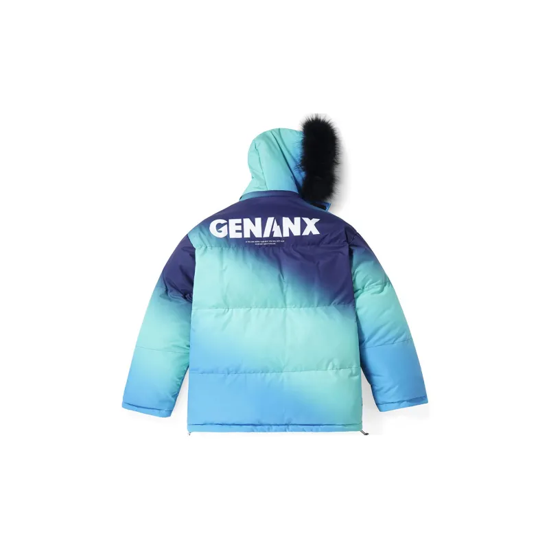 GENANX Gradient Stand Collar Loose Fit Puffer Jacket Unisex-3