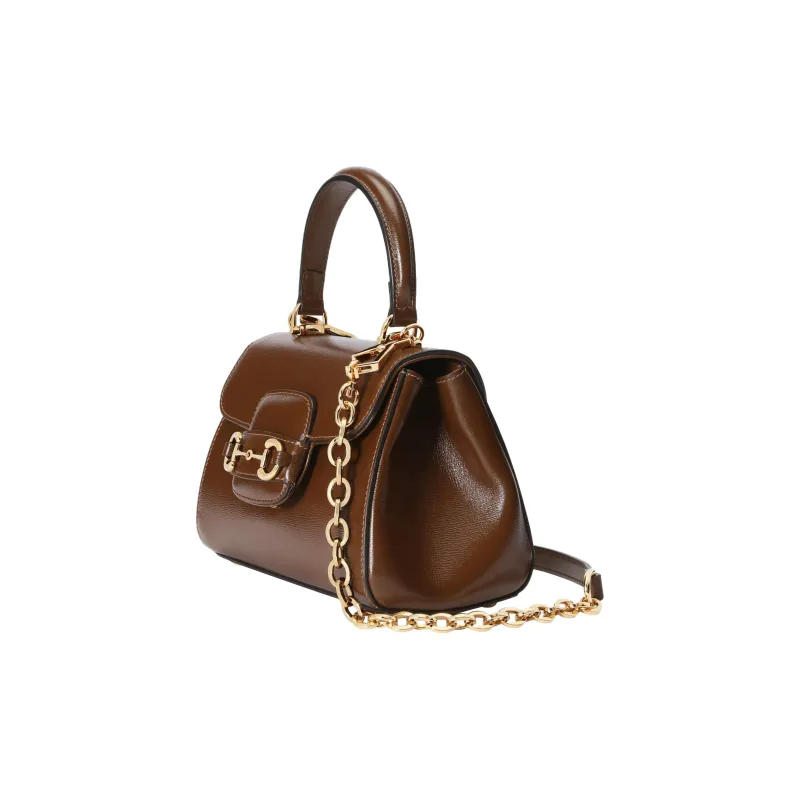 GUCCI Horsebit 1955 Leather Shoulder Bag Crossbody Bag Handbag Mini Women's Light Brown-3