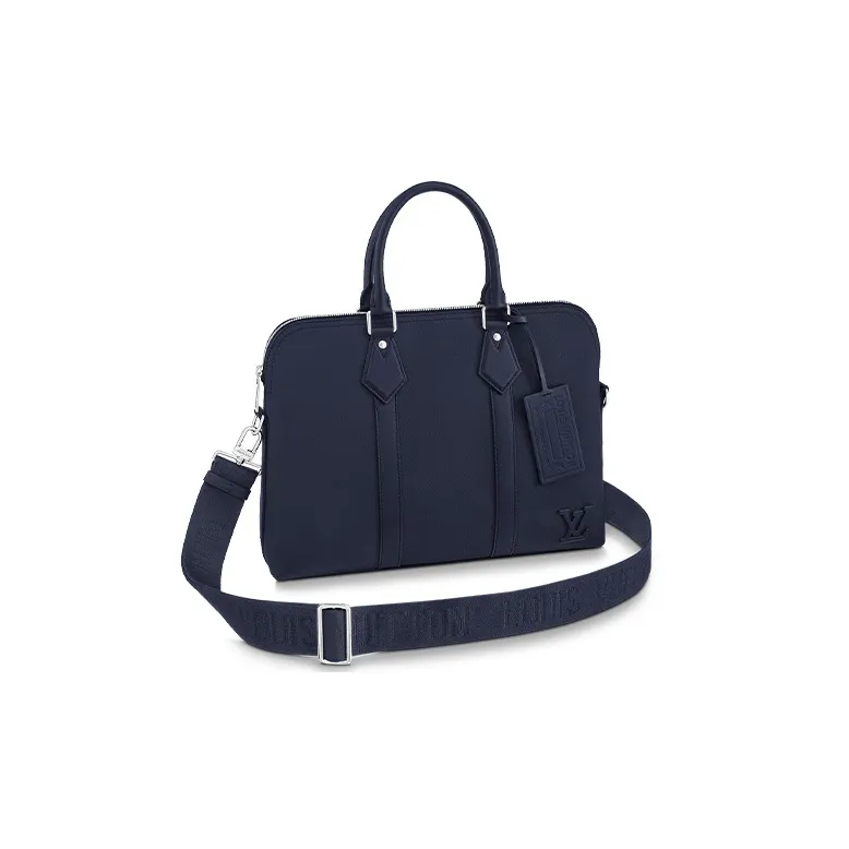 LOUIS VUITTON Cow Leather Shoulder Bag Crossbody Bag Handbag Briefcase Large Size Men's Marine Blue-0