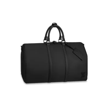 LOUIS VUITTON KeepallBandoulière Cow Leather Handbag Shoulder Bag Crossbody Bag Travel Bag Regular Men's Black