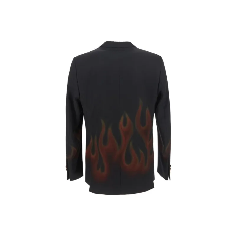 PALM ANGELS Flame-print Double-breasted Blazer-1