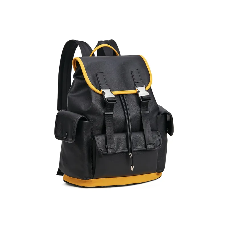 Slazenger PU Soft Leather Backpack Medium Size Unisex Black/Brown-1