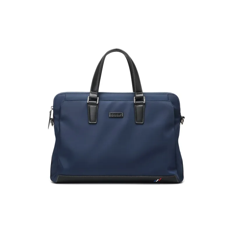 GOLF Cowhide Leather Laptop Bag Shoulder Bag Crossbody Bag Briefcase Large Size Men's Blue & Black-1