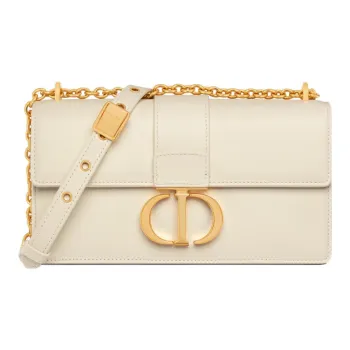 DIOR 30 Montaigne Smooth Cow Leather Handheld Shoulder Bag Crossbody Bag Small Size Women's Milk White