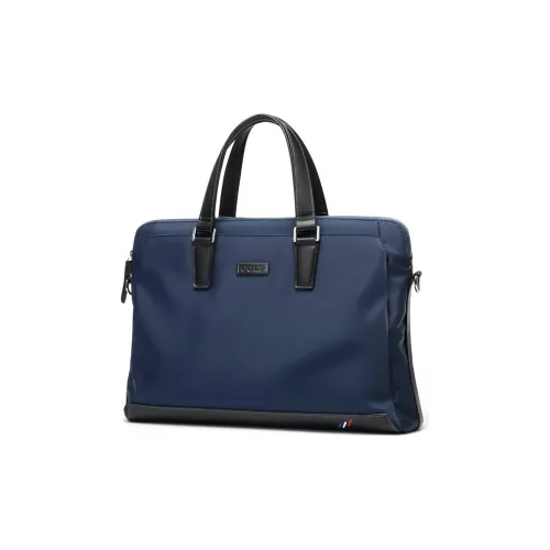 GOLF Cowhide Leather Laptop Bag Shoulder Bag Crossbody Bag Briefcase Large Size Men's Blue & Black