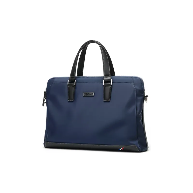 GOLF Cowhide Leather Laptop Bag Shoulder Bag Crossbody Bag Briefcase Large Size Men's Blue & Black-0