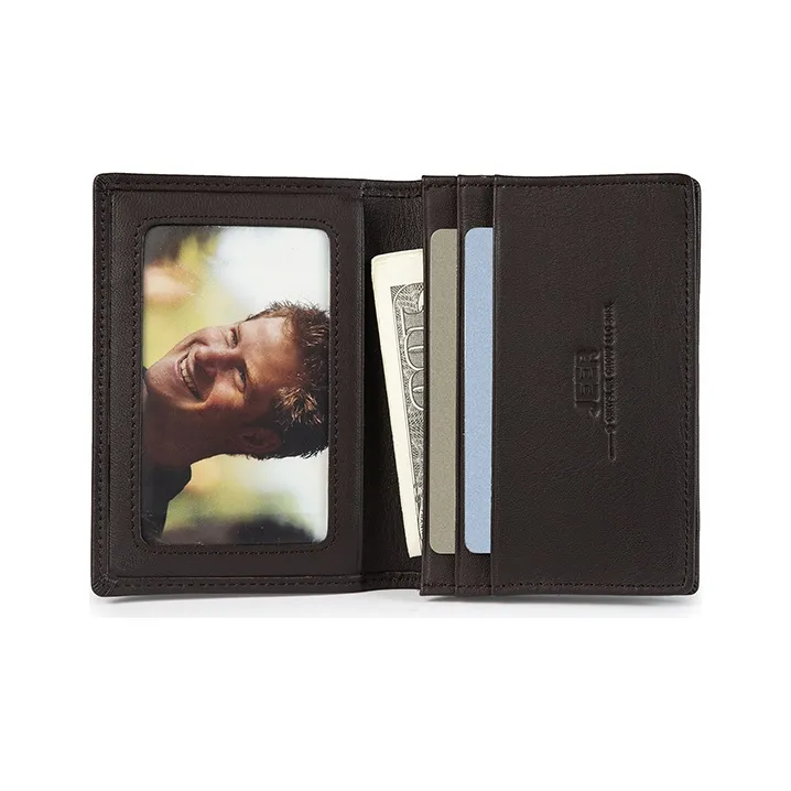 Jeep Genuine Leather Card Holder Small Size Men's Coffee-1