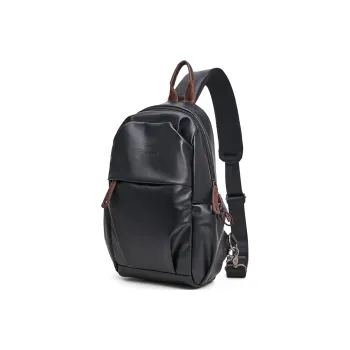 Slazenger PVC Saddle Bag Shoulder Bag Crossbody Bag Fanny Pack Sling Bag Small Size Unisex Black