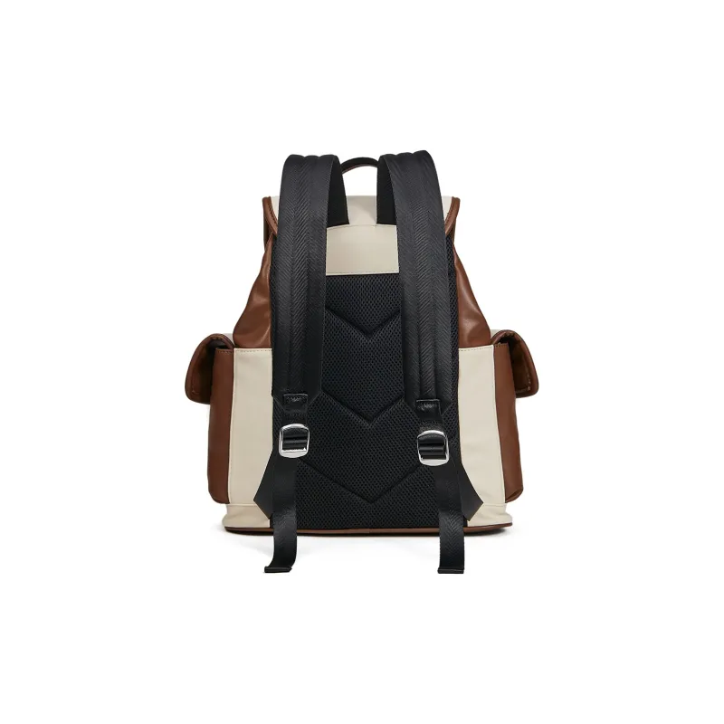 Slazenger PU Soft Leather Backpack Medium Size Unisex Black/Brown-7