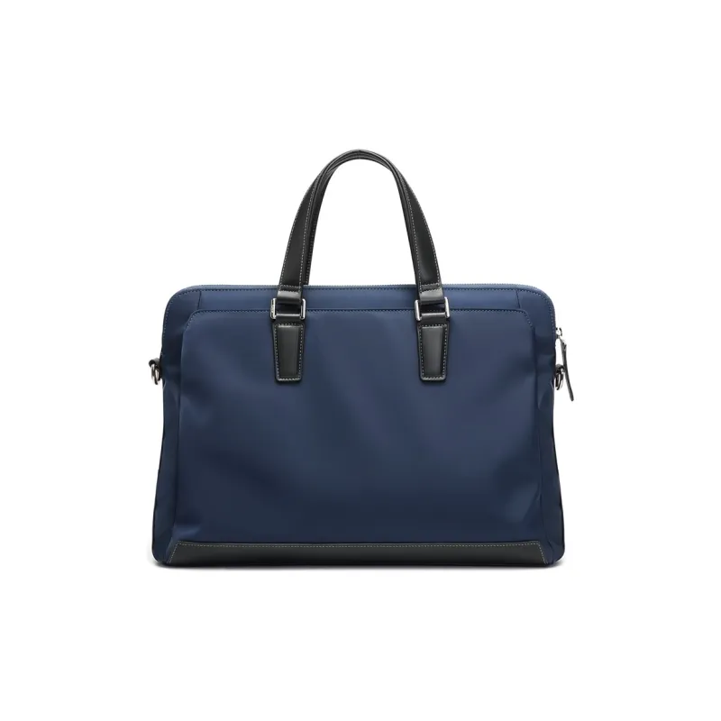 GOLF Cowhide Leather Laptop Bag Shoulder Bag Crossbody Bag Briefcase Large Size Men's Blue & Black-2