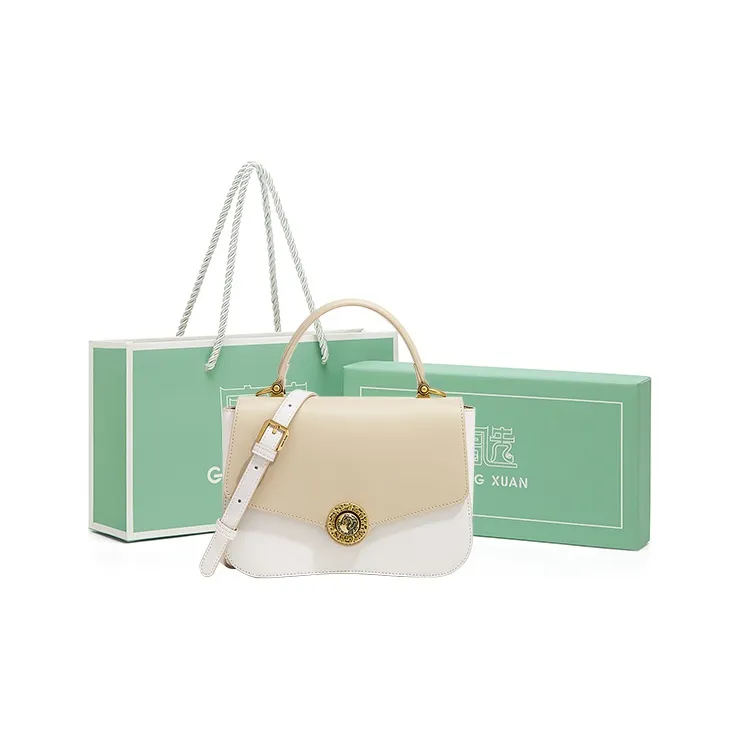 Gong Xuan Cow Leather Shoulder Bag, Crossbody Bag, Handbag Women's White-0