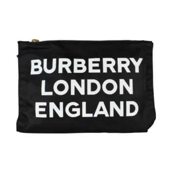 Burberry Leather Clutch Medium Size Men's Black