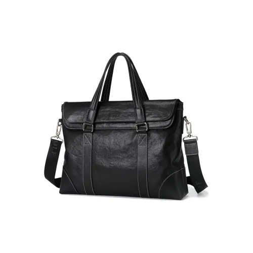 GOLF Top Grain Cow Leather 15 Inch Laptop Bag, Crossbody Bag, Genuine Leather Briefcase Tubas Men's Black