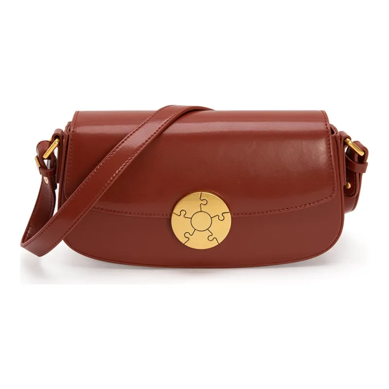 VENOF Cow Leather Shoulder Bag Trumpets Women's Pear Brown/Vintage Red/Fran White-11