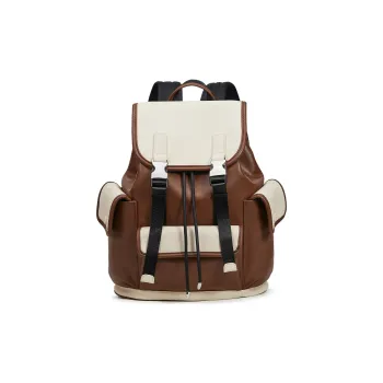 Slazenger PU Soft Leather Backpack Medium Size Unisex Black/Brown
