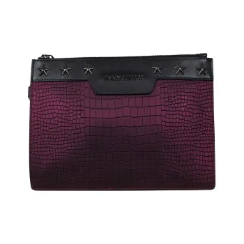 Jimmy Choo Leather Clutch Men's Burgundy