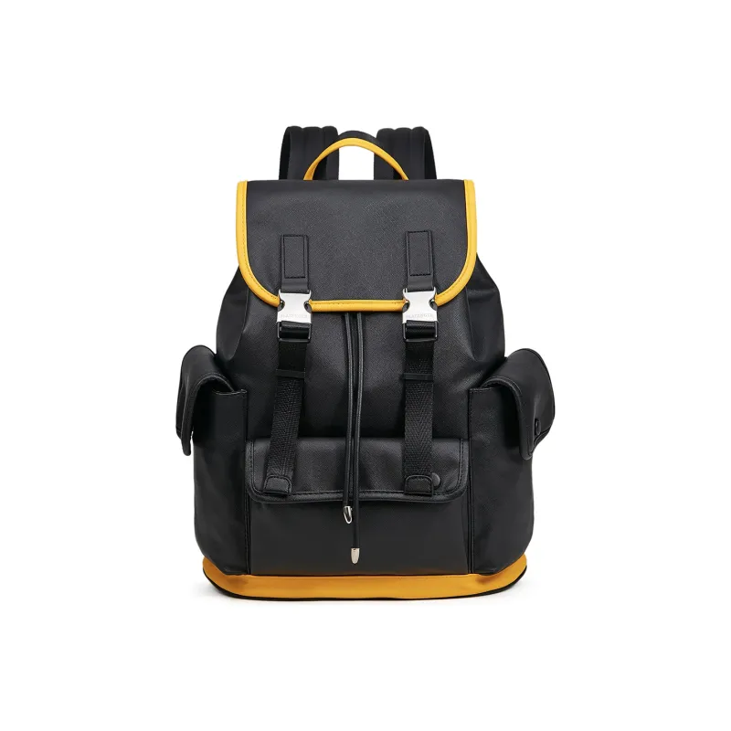Slazenger PU Soft Leather Backpack Medium Size Unisex Black/Brown-0