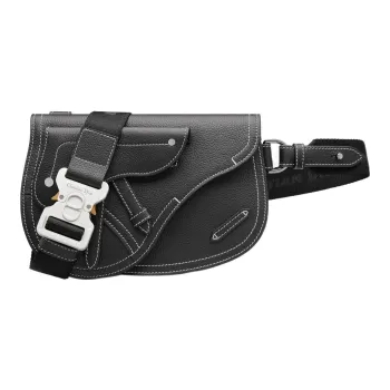 DIOR Grained Calfskin Saddle Bag, One Shoulder Crossbody Bag, Sling Bag, Fanny Pack Men's Black