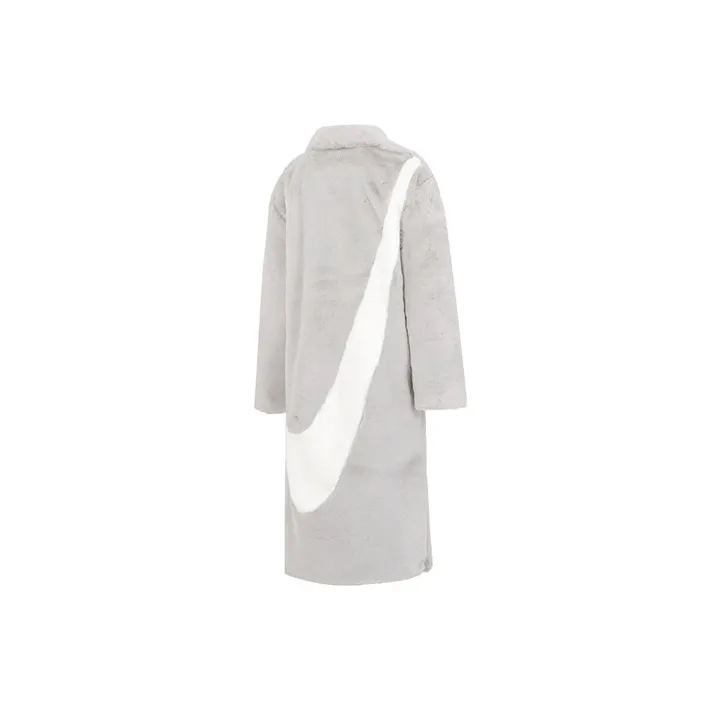 Nike Women's Faux Fur Long Jacket Asia Sizing Light Bone-1