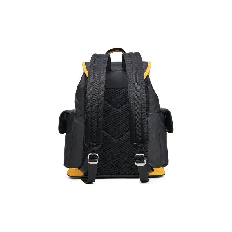 Slazenger PU Soft Leather Backpack Medium Size Unisex Black/Brown-3