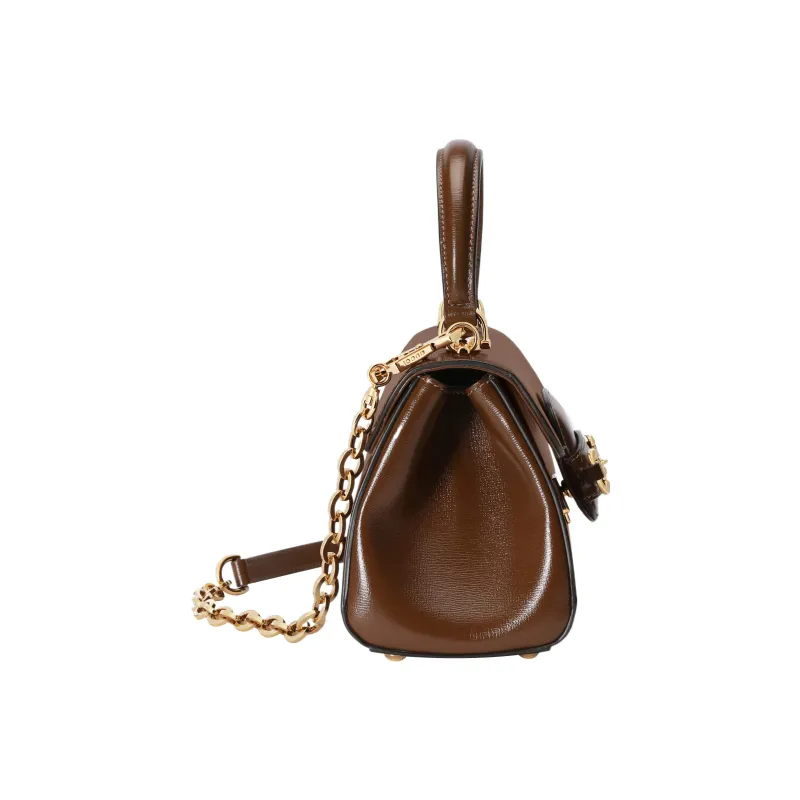 GUCCI Horsebit 1955 Leather Shoulder Bag Crossbody Bag Handbag Mini Women's Light Brown-4