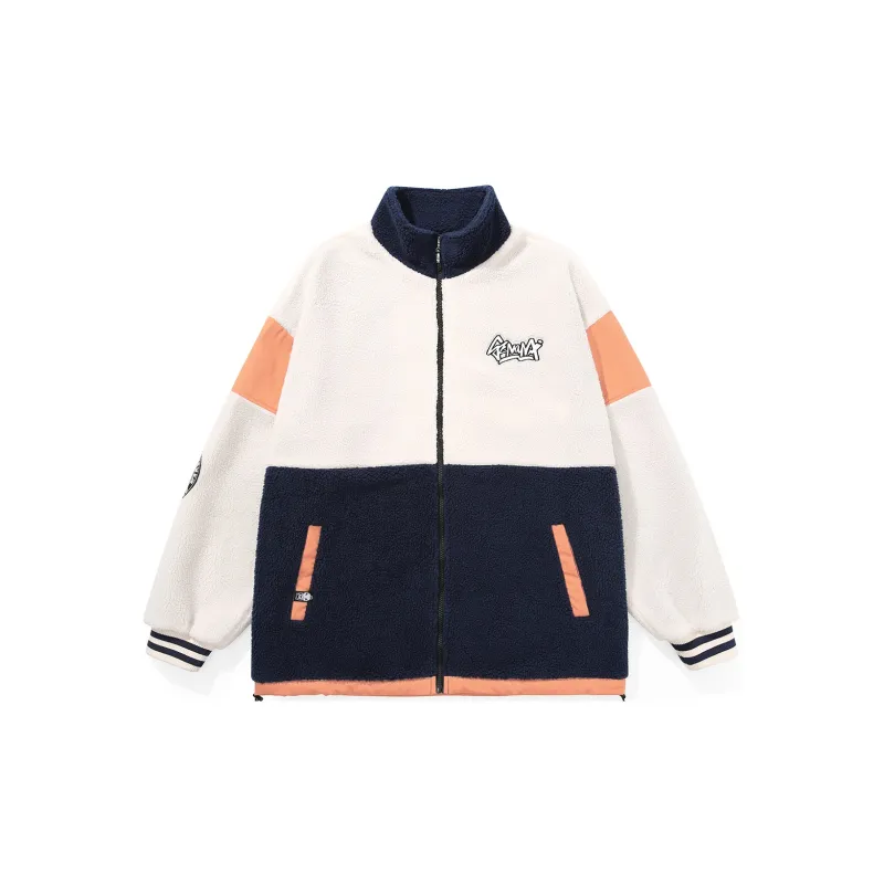 GENANX Loose Fit Thickened Jacket Unisex Apricot Blue-1