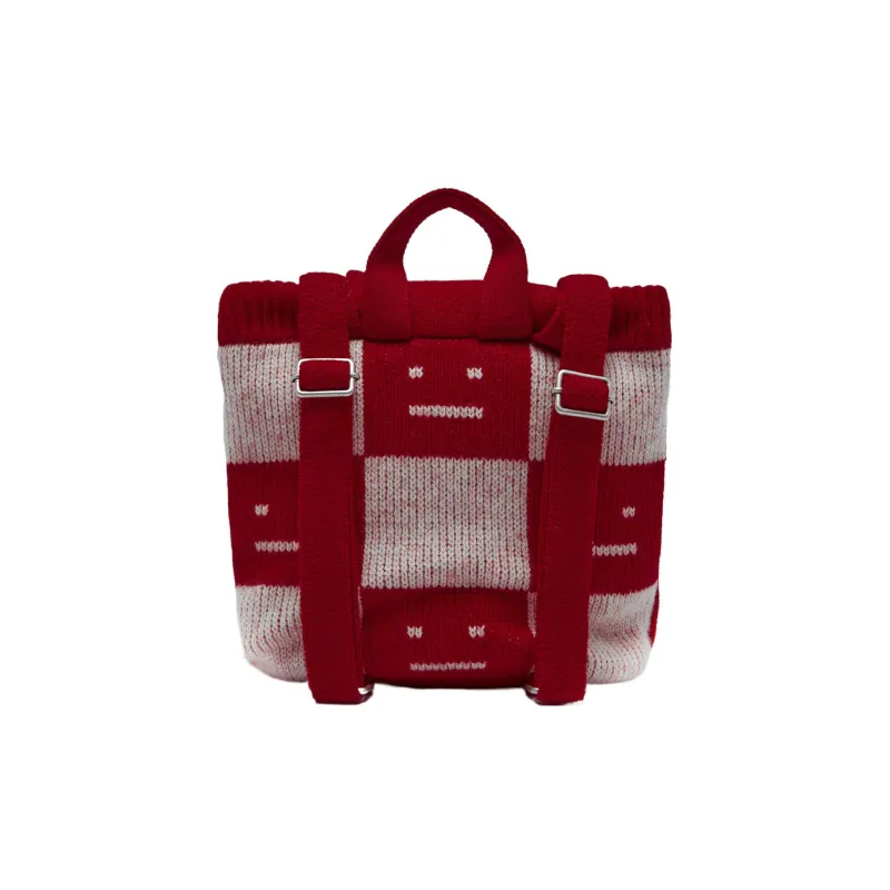 Acne Studios Wool Backpack Unisex Red And White Plaid-2