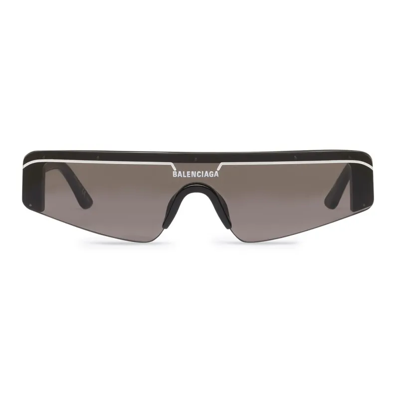 Balenciaga Logo Print Rectangle Frame Mask Sunglasses-1