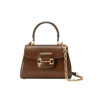 GUCCI Horsebit 1955 Leather Shoulder Bag Crossbody Bag Handbag Mini Women's Light Brown