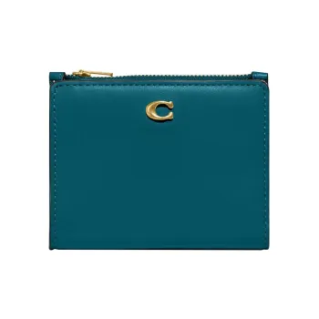 COACH Calfskin Card Holder, Wallet Women's Turquoise