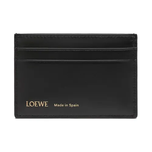 LOEWE Cow Leather Textile Card Clip Card Holder Women's Navy Black
