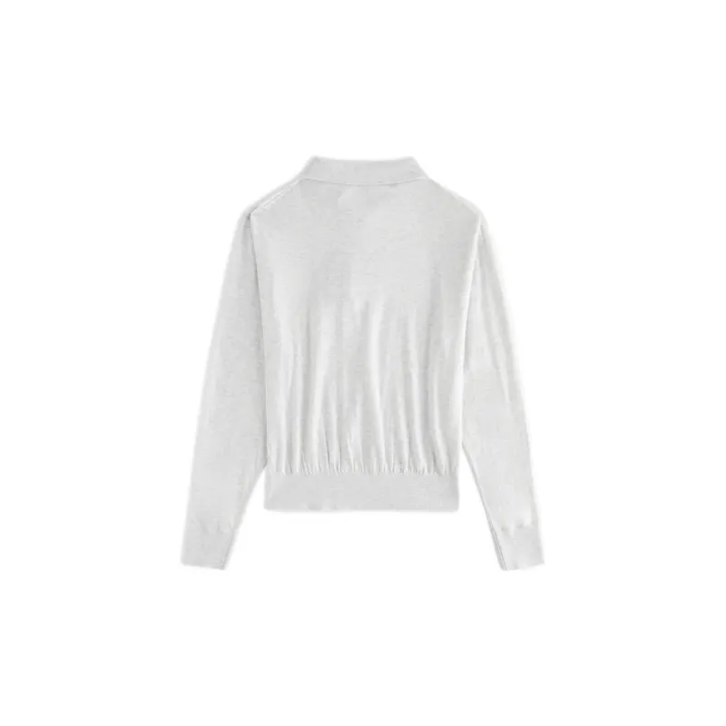 KITH Women's Logan Polo Knit Sweater 'Light Heather Grey'-1