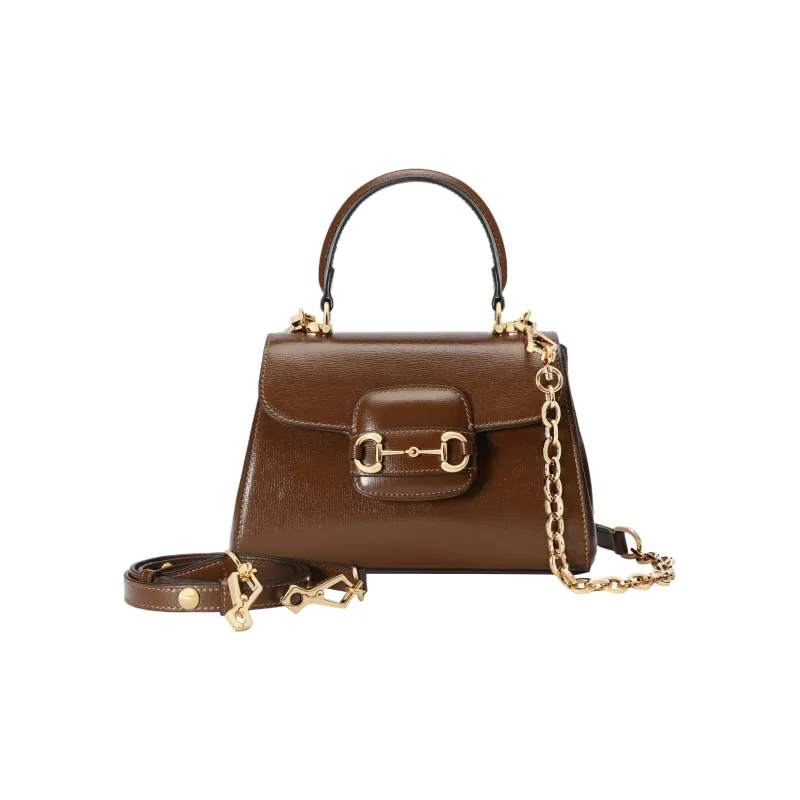 GUCCI Horsebit 1955 Leather Shoulder Bag Crossbody Bag Handbag Mini Women's Light Brown-1