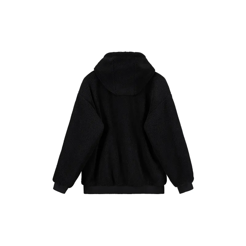 LOMBT Letter Geometric Pattern Hooded Loose Fit Thickened And Fleece Lined Puffer Jacket Unisex-3