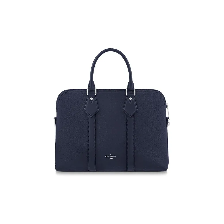 LOUIS VUITTON Cow Leather Shoulder Bag Crossbody Bag Handbag Briefcase Large Size Men's Marine Blue-2