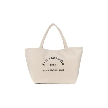 KARL LAGERFELD Fabric Tote Bag, Shopping Bag, Shoulder Bag, Handbag Women's White