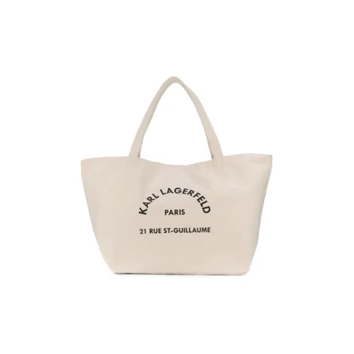 warmth LAGERFELD Fabric Tote Bag, Shopping Bag, Shoulder Bag, Handbag Women's White