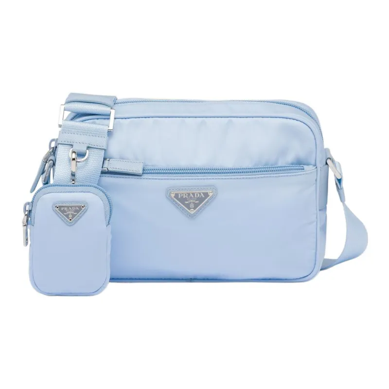 PRADA Recycled Nylon Fabric Crossbody Bag Shoulder Bag Women's Sky Blue-0