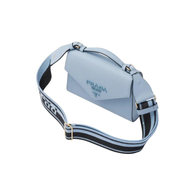 PRADA Saffiano Leather Messenger Bag, Handbag, Shoulder Bag, Crossbody Bag Women's Sky Blue-1