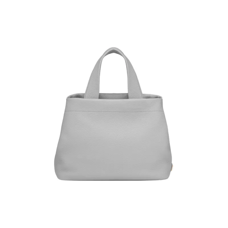 PRADA Leather Tote Bag Shopping Bag Handbag Medium Size Women's Gray-2