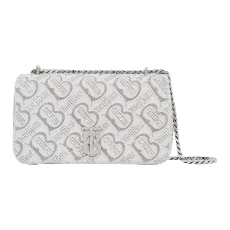 Burberry Monogram Leather Shoulder Bag Crossbody Bag Small Size Women's White-0