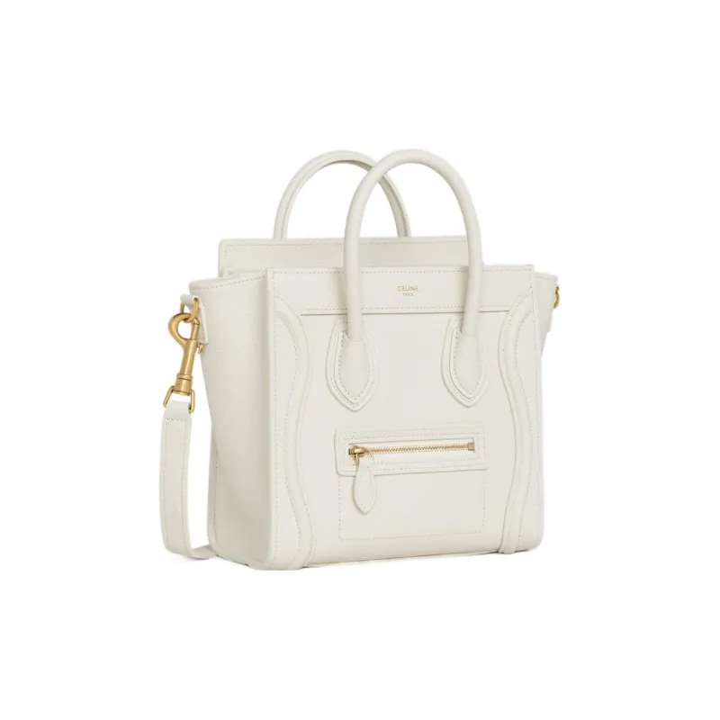 CELINE Luggage Calfskin Smile Bag Shoulder Bag Crossbody Bag Handbag Extra Mini Women's White-1