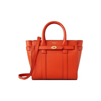 Mulberry Bayswater Grained Cow Leather Shoulder Bag Crossbody Bag Handbag Small Size Women's Coral Orange