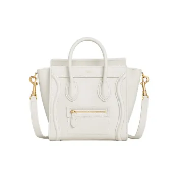 CELINE Luggage Calfskin Smile Bag Shoulder Bag Crossbody Bag Handbag Extra Mini Women's White