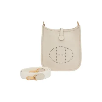 HERMES Evelyne Cow Leather Crossbody Bag Shoulder Bag Women's 10 Craie Milkshake White