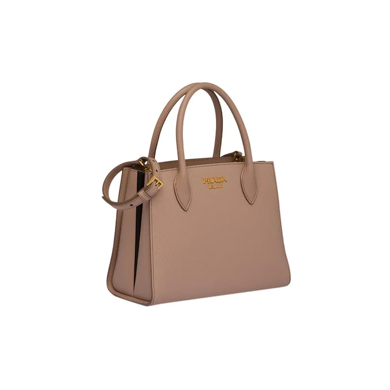PRADA Saffiano Leather Shoulder Bag Crossbody Bag Handbag Small Size Women's Pink Beige-1