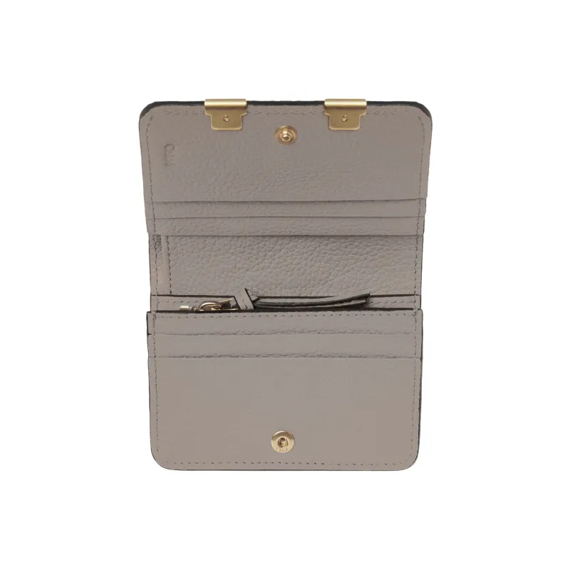 Chloe Marcie Grained Calfskin Wallet Small Size Women's Cashmere Gray-2