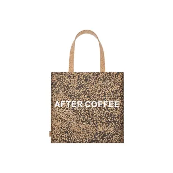 MAH Polyester Tote Bag Shopping Bag Handbag Shoulder Bag Medium Size Women's Coffee Ground Cork Color