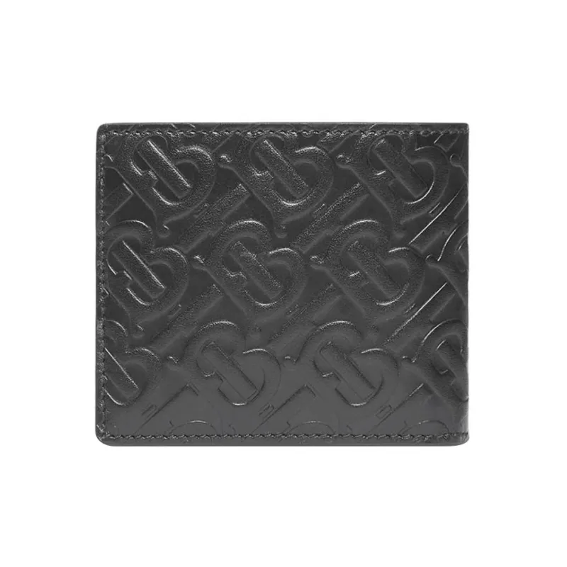 Burberry Cow Leather Double-Fold Wallet Men's Black-1